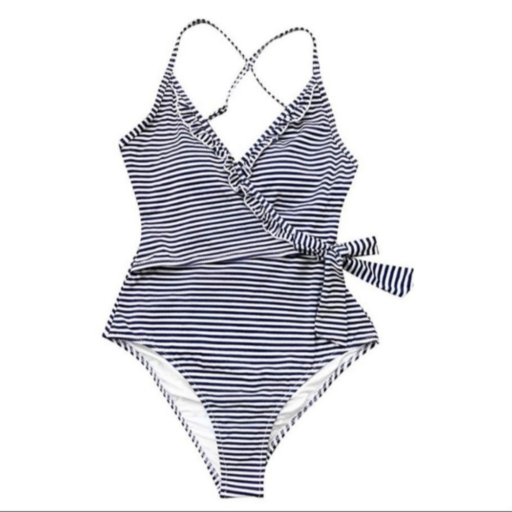 Cupshe Swimsuit Navy White Striped
